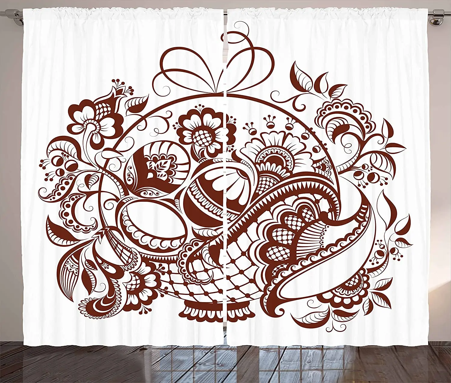 Этнические кухонные шторы коричневого и белого цвета занавески для гостиной