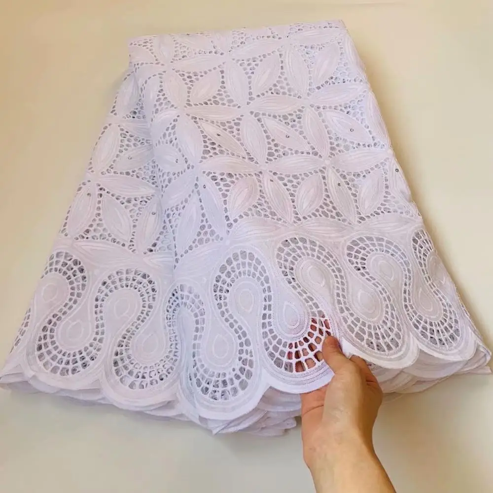 

2020 High Quality White Hollow Out African Swiss Voile Lace Embroidered Stones Swiss Voile Lace In Switzerland For Party Dress