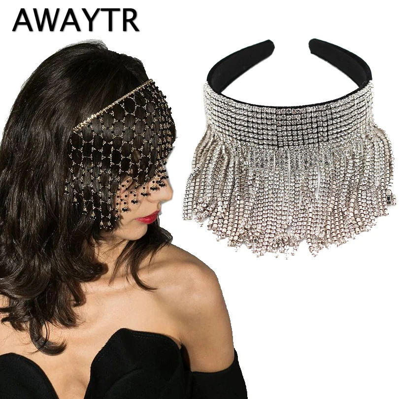 Женский обруч для волос AWAYTR повязка на голову с жемчугом и стразами в стиле барокко свадебный аксессуар