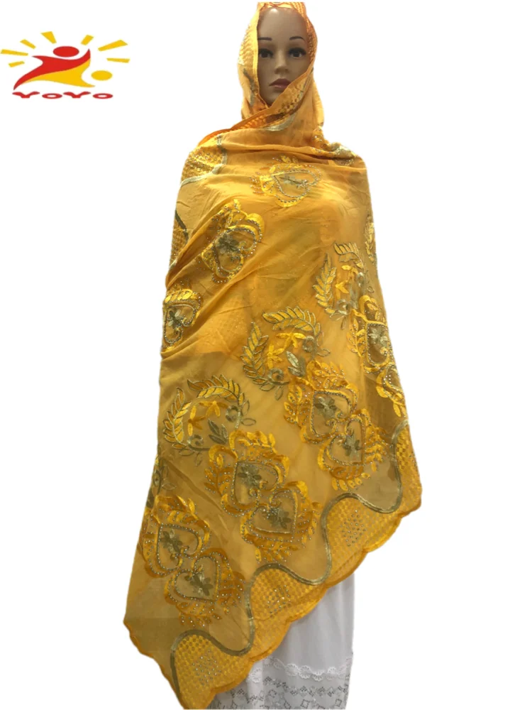 Африканский Модный женский шарф из мягкого хлопка Дубай Isalmic вышивка