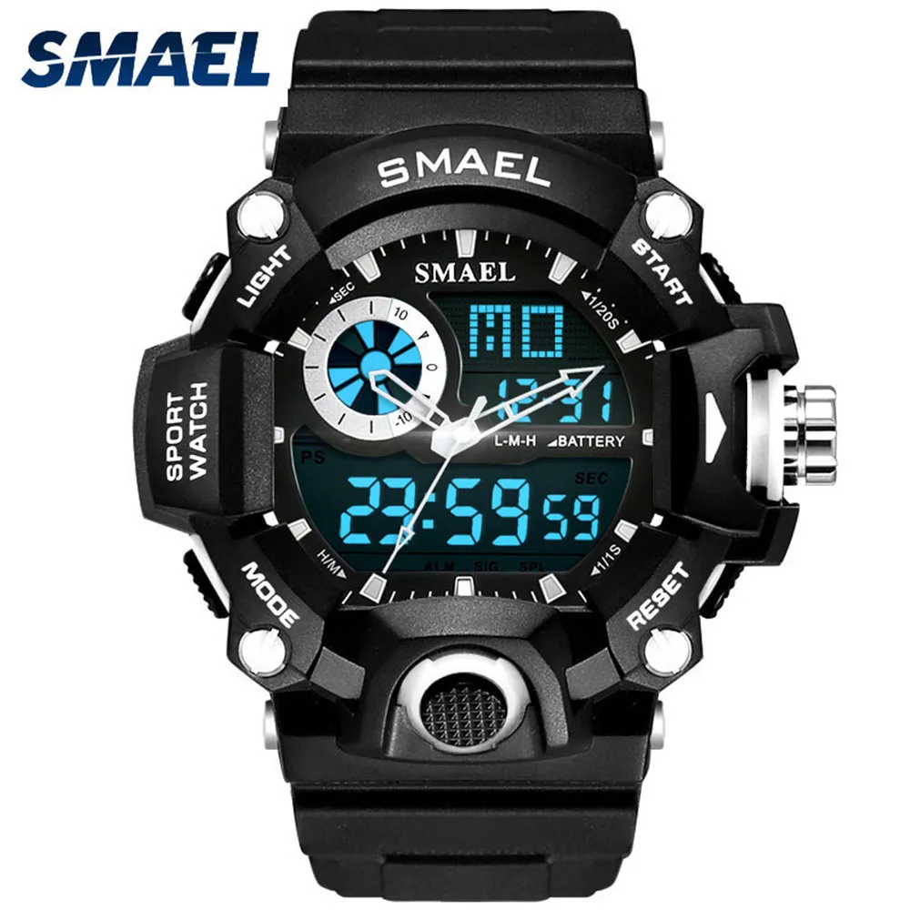 

SMEAL Men Sport Watches Digital Double Time Chronograph Watch Mens LED Chronometre Week Display Wristwatches montre homme Hour