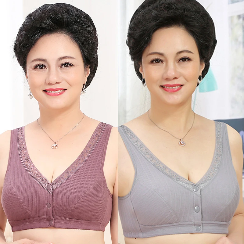 

BCD Cup Women Front Button Bra Plus Size Wireless Thin Lining Lace Underwear Large Bralette 8057d