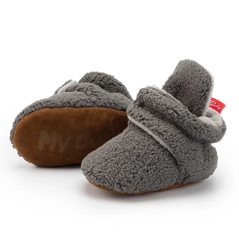 Детская обувь пушистые теплые ботинки носки Осень зима хлопок 4 цвета однотонная