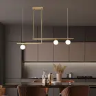 Nordic Modern простой обеденный столик лампа барный стол латуньчерный светодиодный спальня кухня стеклянный шар декоративная люстра из кованого железа