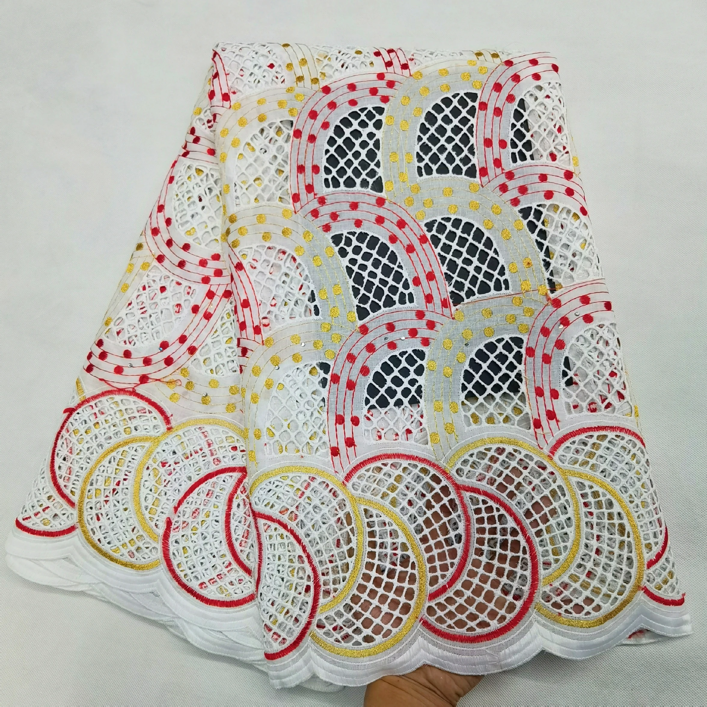 

5yards african swiss voile lace fabric hollow out style good quality african cotton lace fabric for dress A32JA086