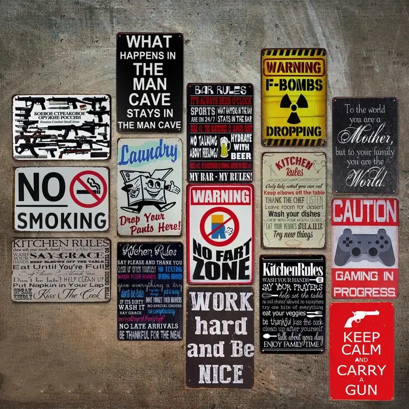 Предупреждение правила Стиль из металла наклейки в ретро стиле Шебби плакат