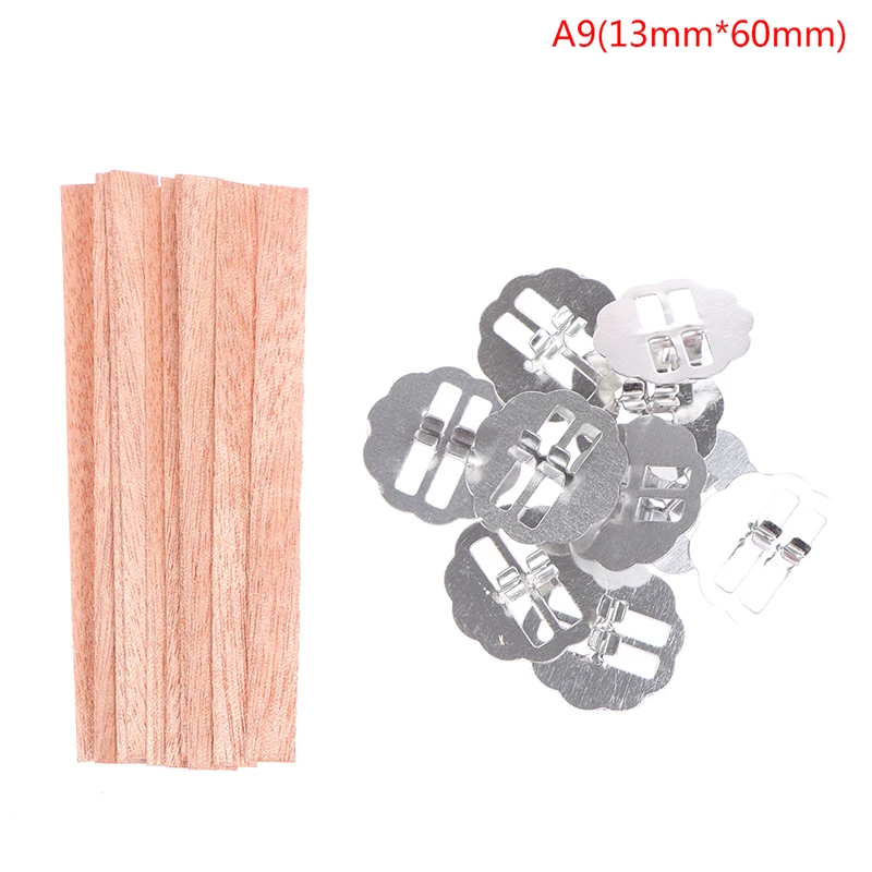 

10PCS 8mm 10mm 15mm Wooden Candles Wicks With Sustainer Tab Wick Core DIY Candle Making Supplies Parffin Wax Accessories