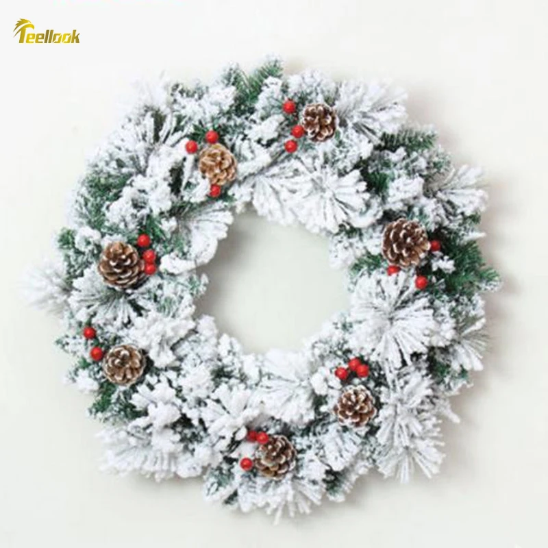 Teellook 50 см сосновая игла Смешанная Снежинка Рождественский венок красные