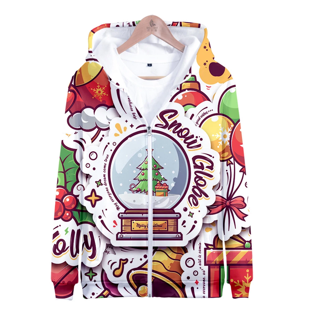 

2020 Creative Merry Christmas Men/women Hoodies Zipper Sweatshirt Kids Sweatshirt Boy Girl Long Sleeve Jackets Oversized 3D Full