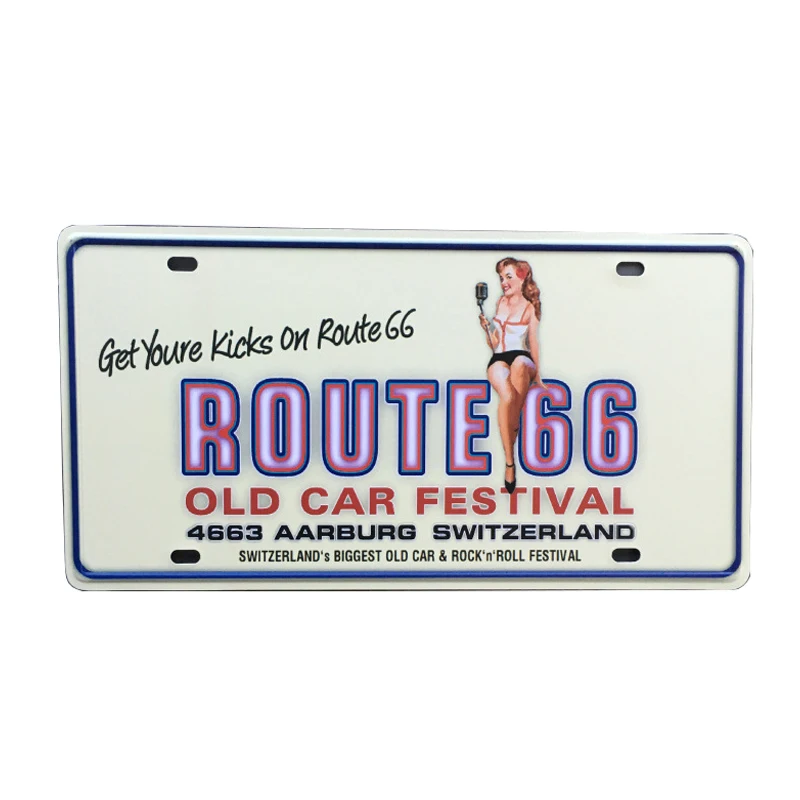 30*15 см США винтажная пластина металлическая жестяная вывеска Route 66 номер автомобиля гаражный Декор номерная табличка плакат клуб на стену Pin Up плакат - Цвет: L