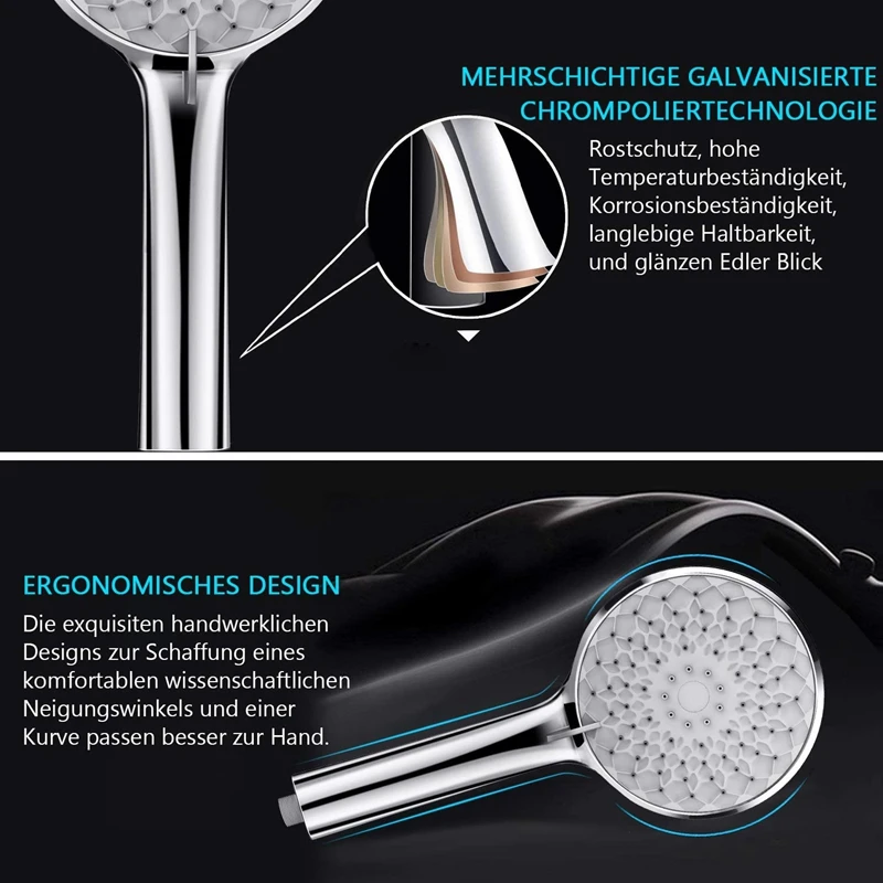 

Shower Head 6 Jets Hand Shower Large Shower Head 12.5Cm Diameter Universal Shower Head Water-Saving High Pressure