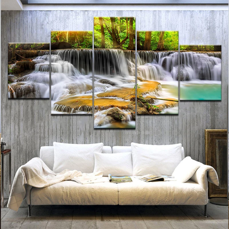 

waterfall scenery diamond painting 5 piece set Full square Drill embroidery cross stitch mosaic painting by diamonds landscape