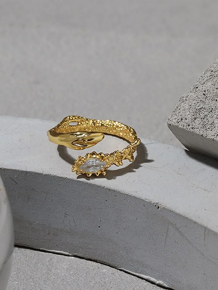 

925 Sterling Silver Minority Design Staggered Zircon Snake Texture Ring For Women Boho Engagement 2021 Trend Jewellery Fine