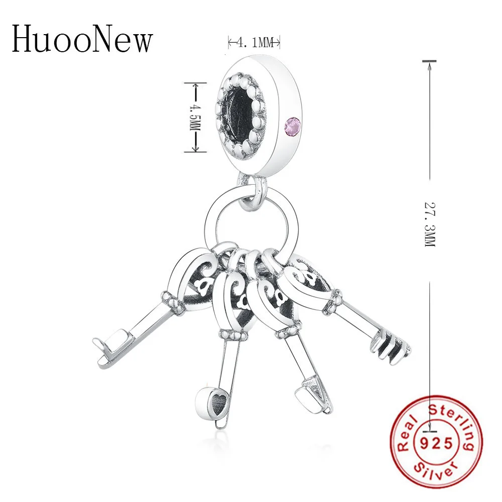 Huoonew 925 Sterling Silver Letter Love Four Key to Heart CZ Pendants Necklaces Women Female Jewelry Choker Collier Fine Trinket | Украшения