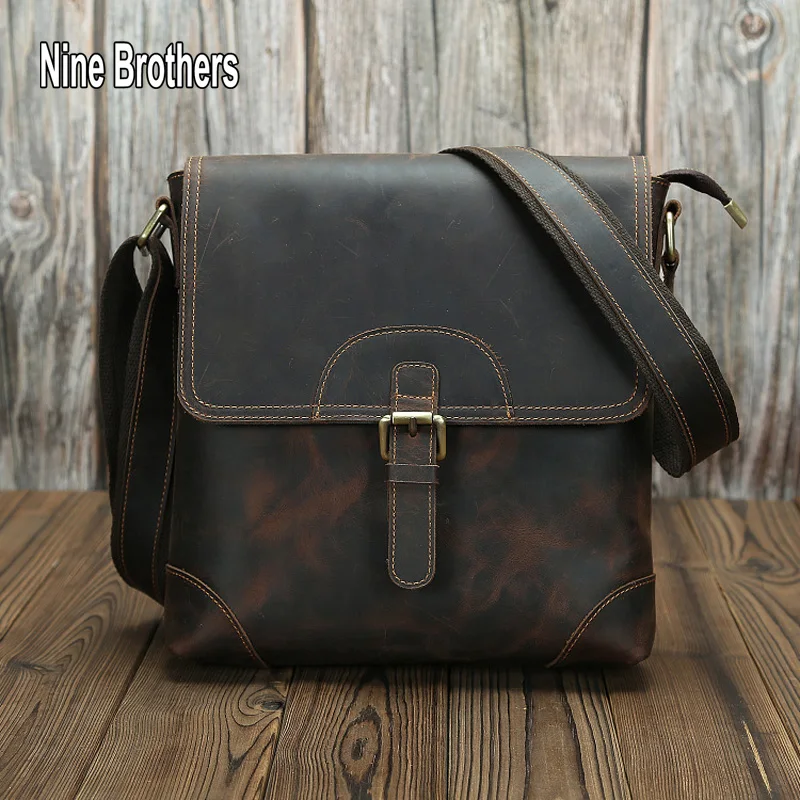 

Высококачественная Мужская кожаная сумка через плечо в стиле ретро, Маленькая мужская сумка через плечо для телефона, кошелек-слинг из коро...