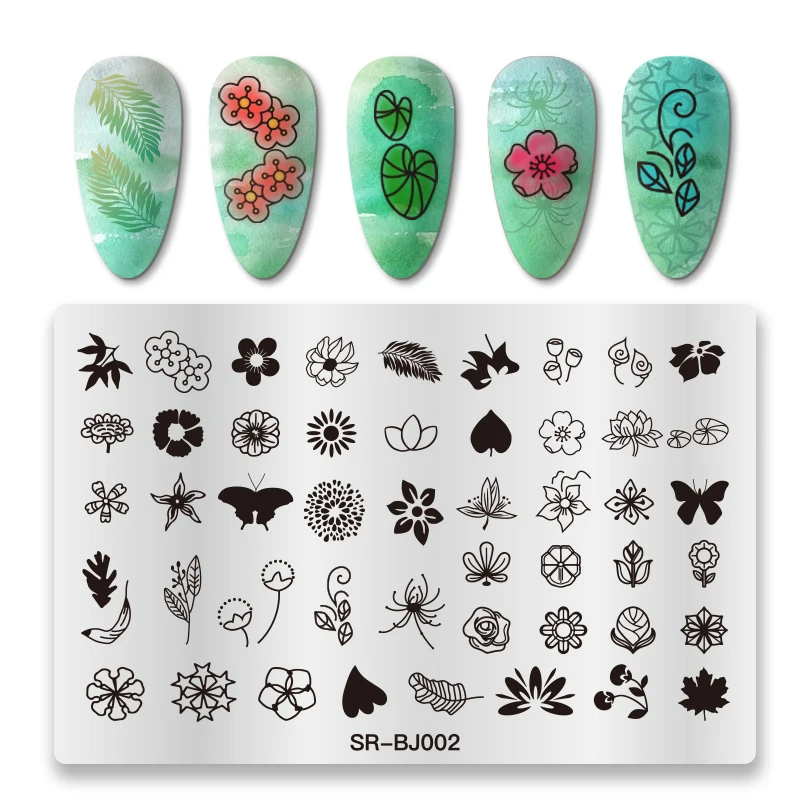 1 шт. пластины для стемпинга ногтей мраморные цветы животные тропические