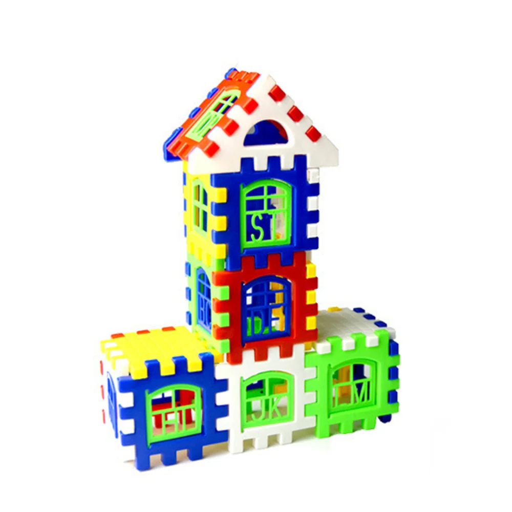 

24 Pcs House Construction Building Blocks Set DIY House Puzzle Assembling Interlocking Set Toys for Kids