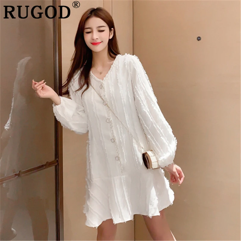 RUGOD элегантное вечернее платье для женщин корейский шик v-образный вырез