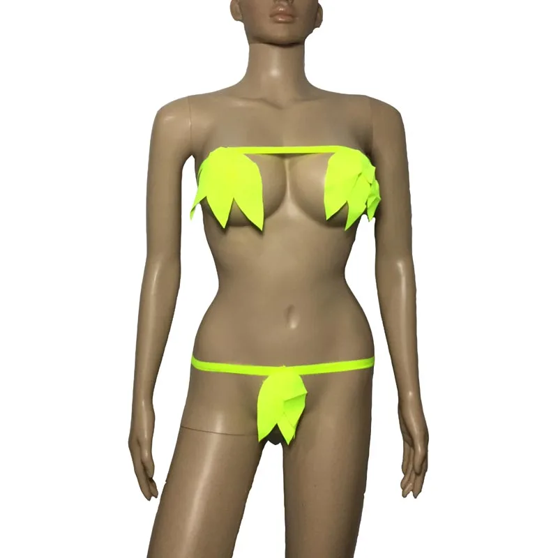 

Сексуальный примитивный Эротический бюстгальтер в виде листьев с подходящими стрингами, стринги, сексуальное бикини, комплект нижнего бел...