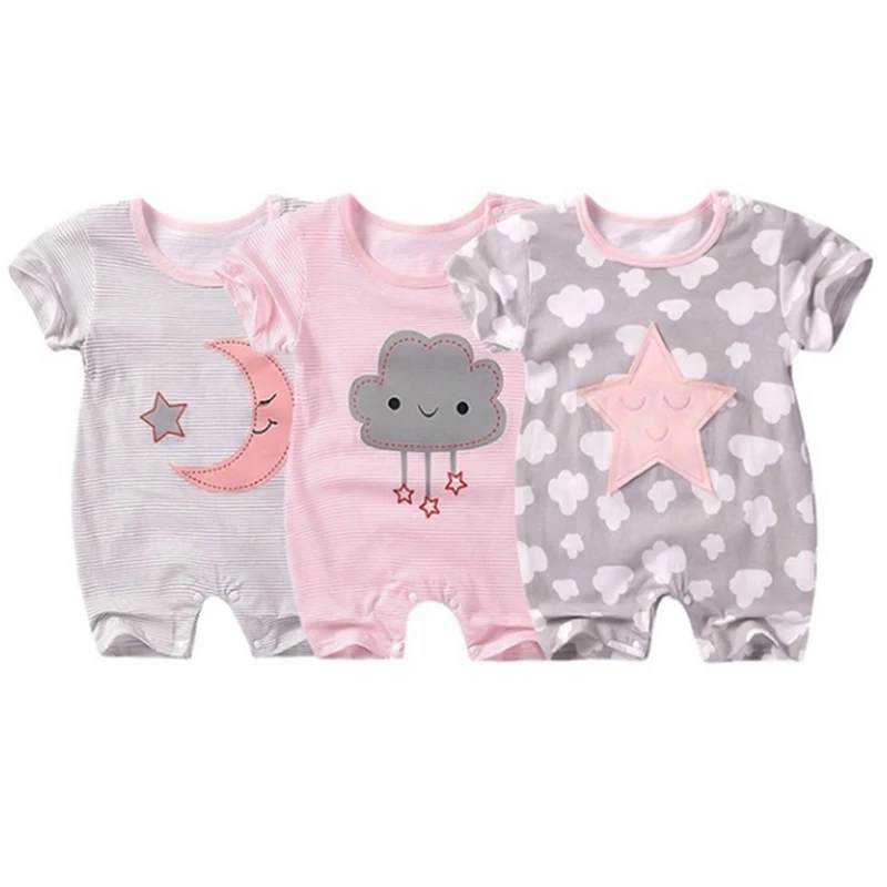 

Bear Style Rompers Cloud Five-Star Baby Short-Sleeved Jumpsuit Baby Summer Dress Pajamas Infant Newborn Summer Clothes