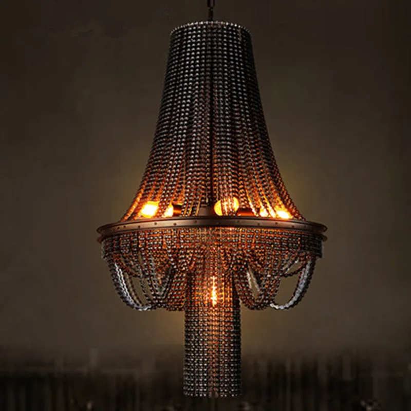 

Loft creative personality retro industrial heavy metal bar The cafe bicycle chain pendant lamp