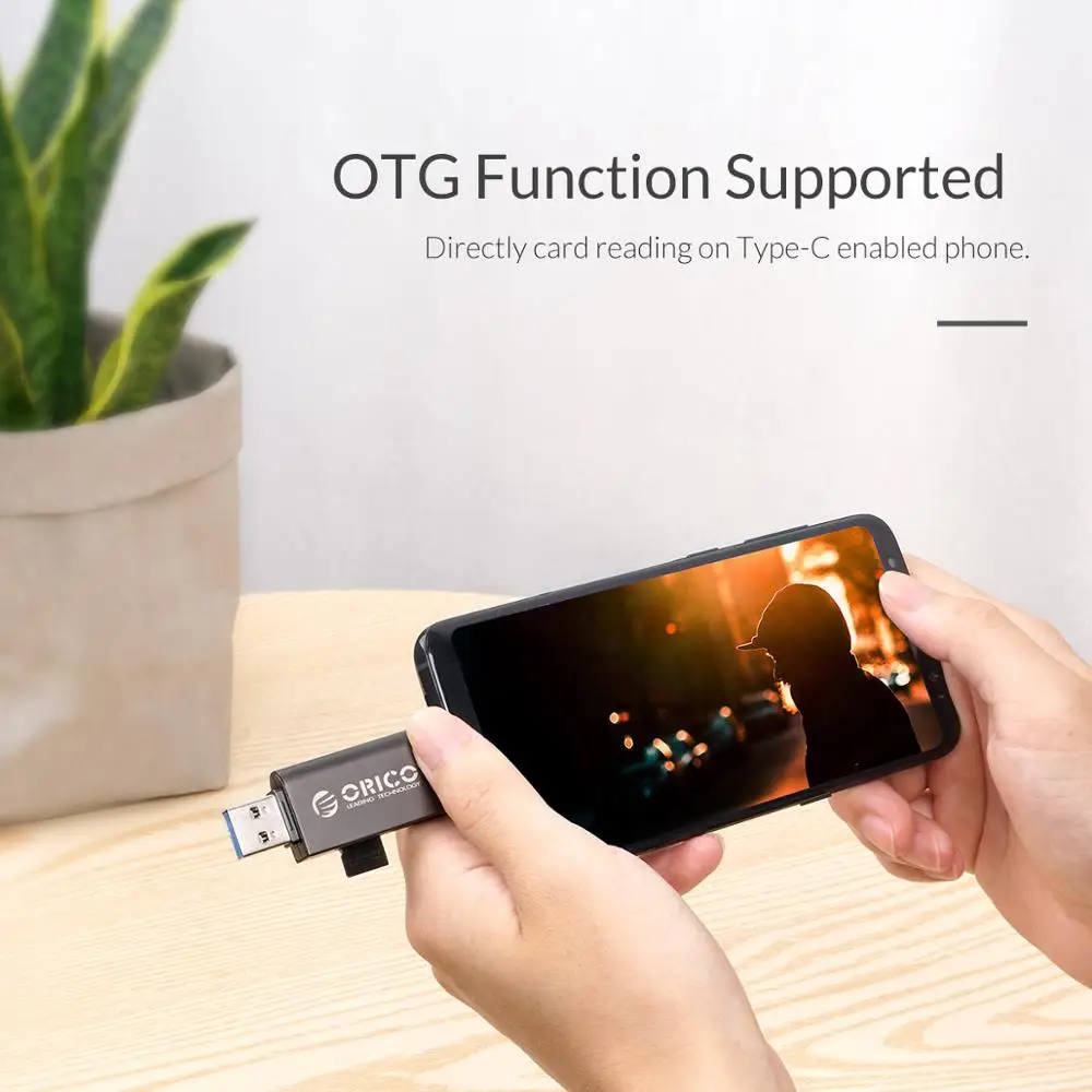 ORICO USB 3,0 SD TF кард-ридер 5 Гбит/с сверхскоростная передача Тип C кардридер портативный многофункциональный матч с OTG