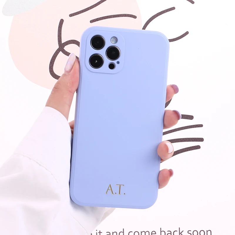 

Custom Name DIY Candy Color Liquid Silicone Phone Case For iPhone 11 12 Pro Max Mini XS XR X 7 8P Luxury Soft Personalize Cover