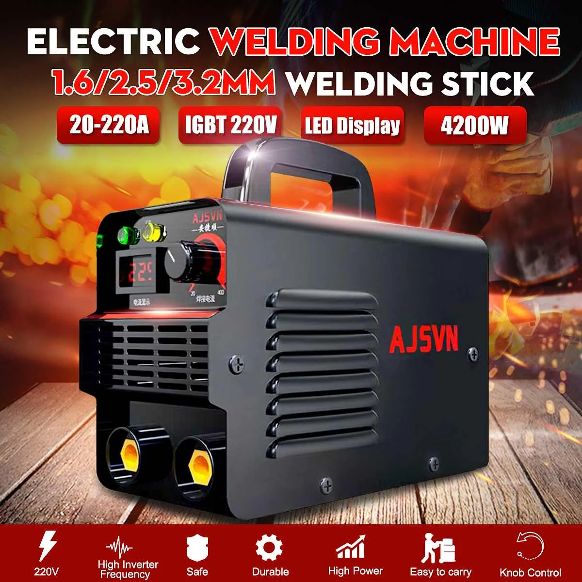 Новый 220V Регулируемый 20A 225A 4200W ручной IGBT инвертор дуговой сварочный аппарат