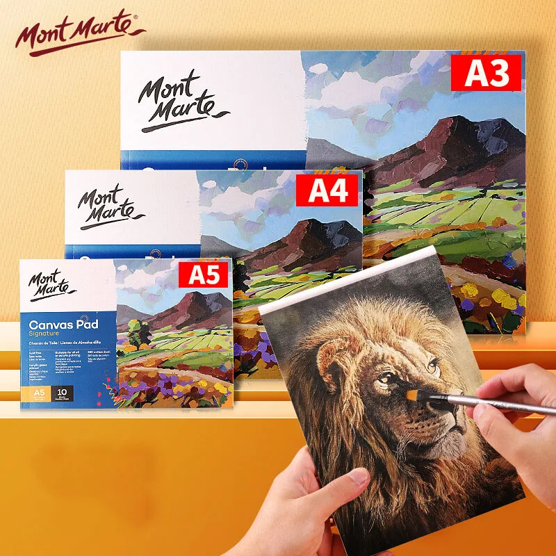 

Mont Marte Cotton Canvas A3/A4/A5 10 Sheets/Book For Acrylic Oil Painting Not Easy To Penetrate Can Be Torn Off Art Supplies