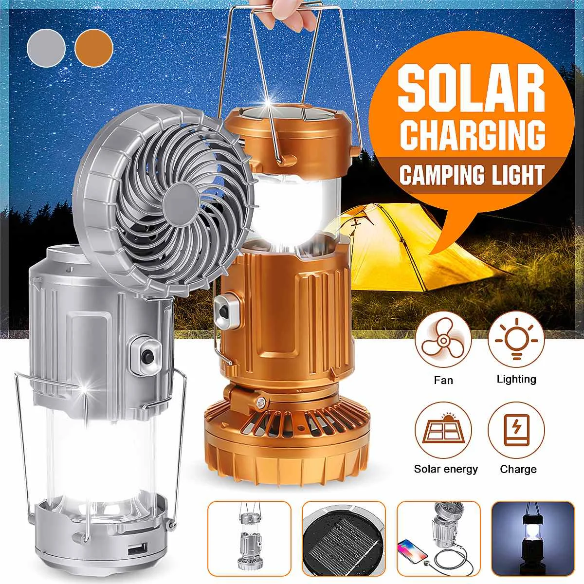 

Mising LED Tent Light 3 In 1 Multi-function Camping Ceiling Fan Light Hanging Tent Lamp Lantern Outdoor Tent Light Fan