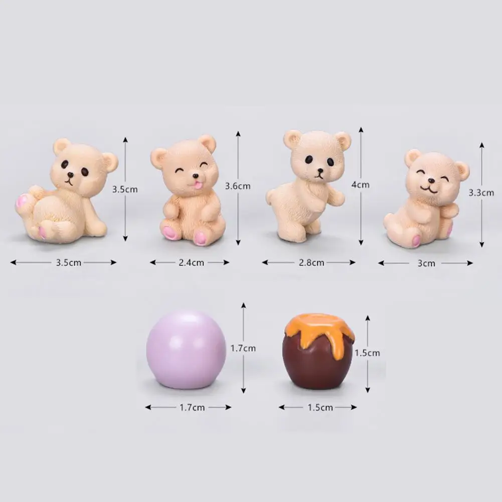 

HOT SALES!!! 4Pcs Mini Resin Bear Honey Jar Ball Landscape Ornament Garden Miniature Figurine