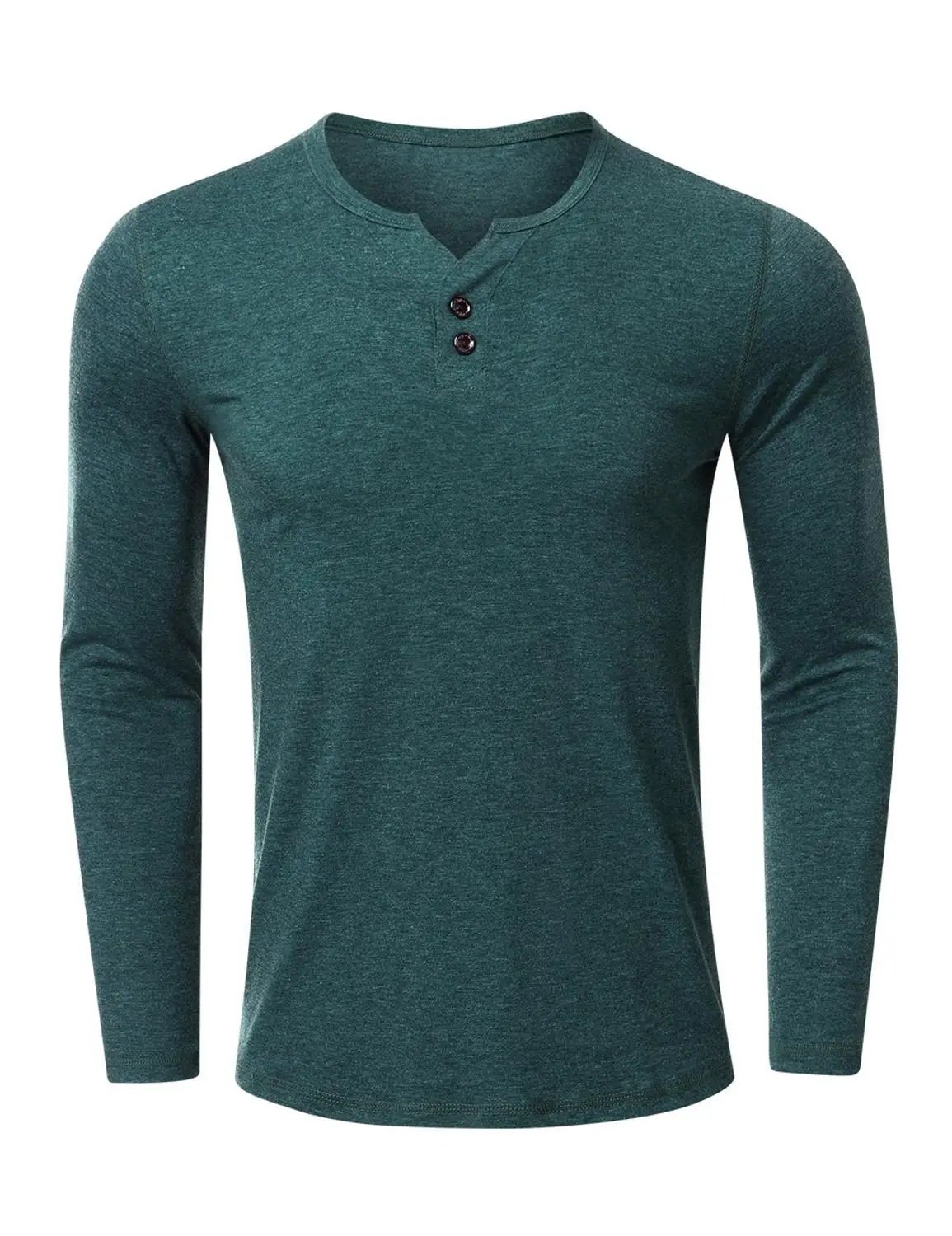

Men's Solid Color T-shirt USA/EU Size Long Sleeve Business Casual T-shirt Straight Type V-neck Hedging Shirt for Youth