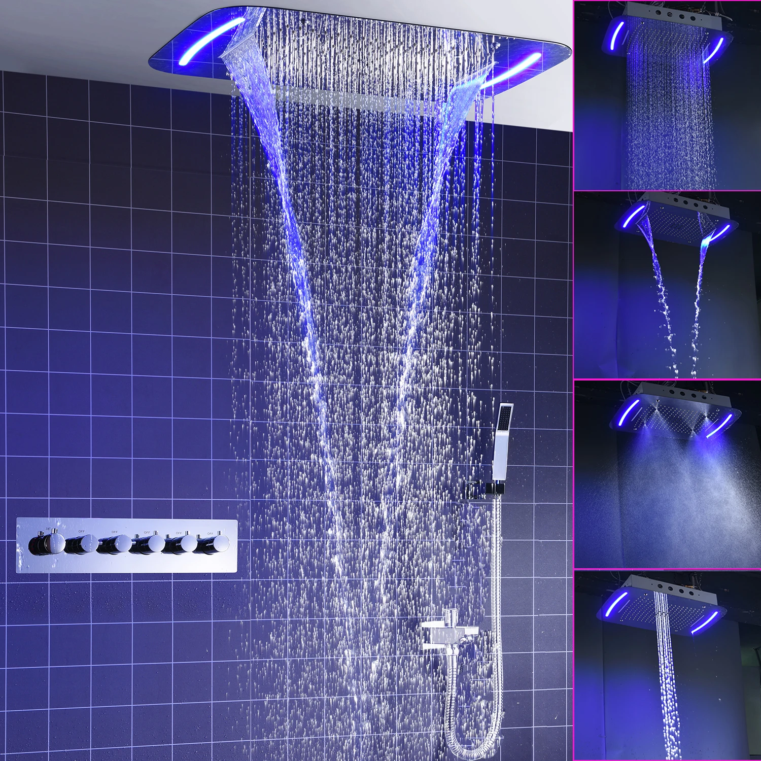 Большая круглая душевая панель многофункциональный смеситель с эффектом дождя