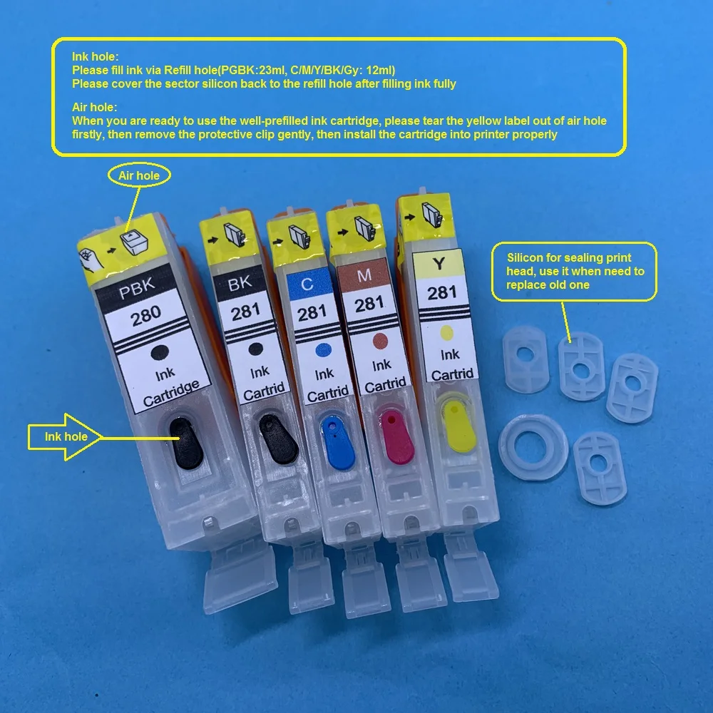 YOTAT многоразовый картридж для фотографий Canon PIXMA TS8120 TS9120 TR7520 TR8520 TS6120|Чернильные