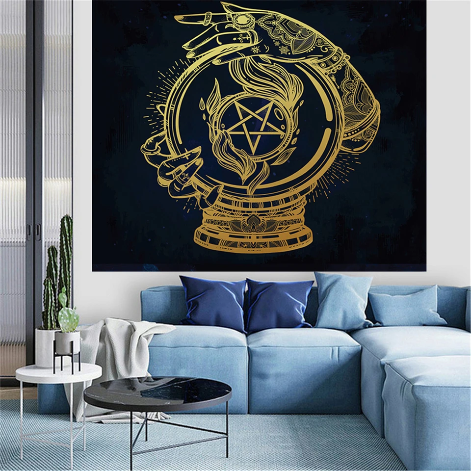 Гобелен в стиле хиппи таро кошка настенное украшение ведро иврит Ayin астрология