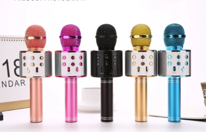 WS-858 Bluetooth беспроводной микрофон ручной караоке USB мини домашний KTV для