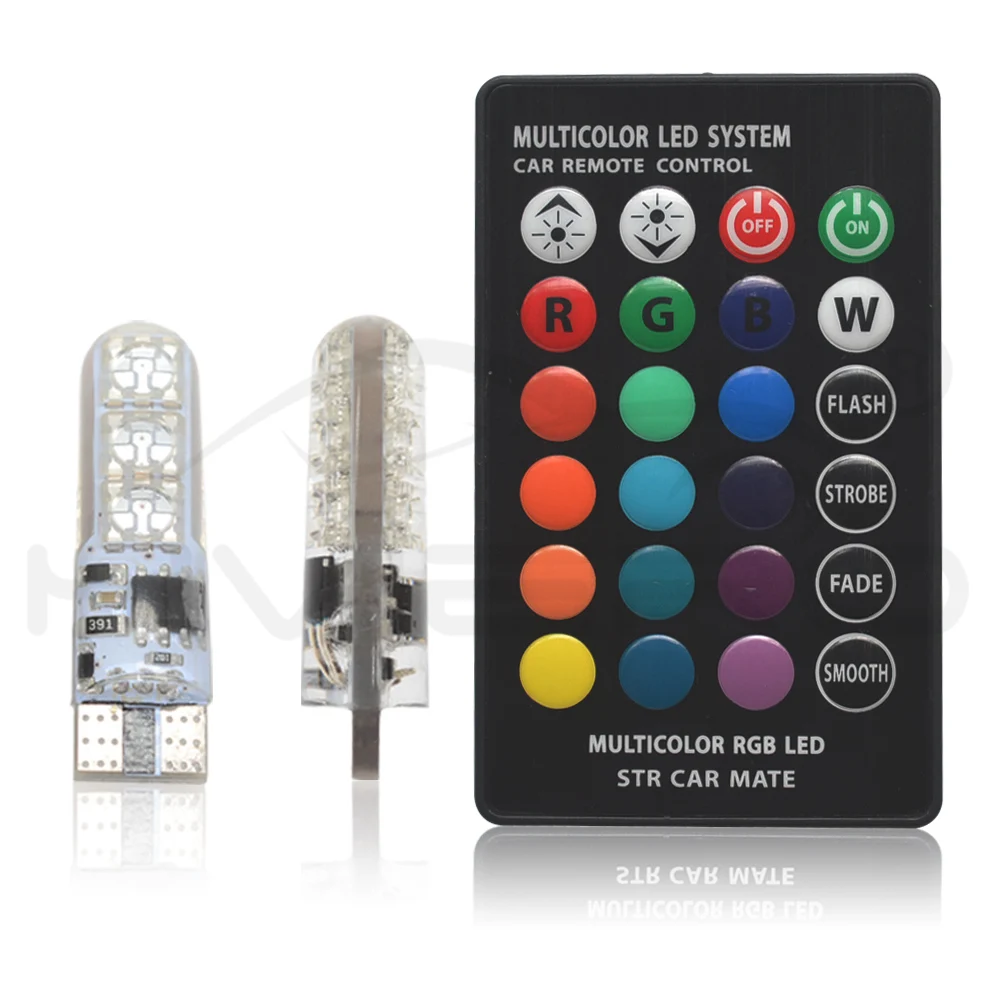2X T10 силикагель RGB w5w светодиодный с пультом дистанционного управления RGBW 501 194 168