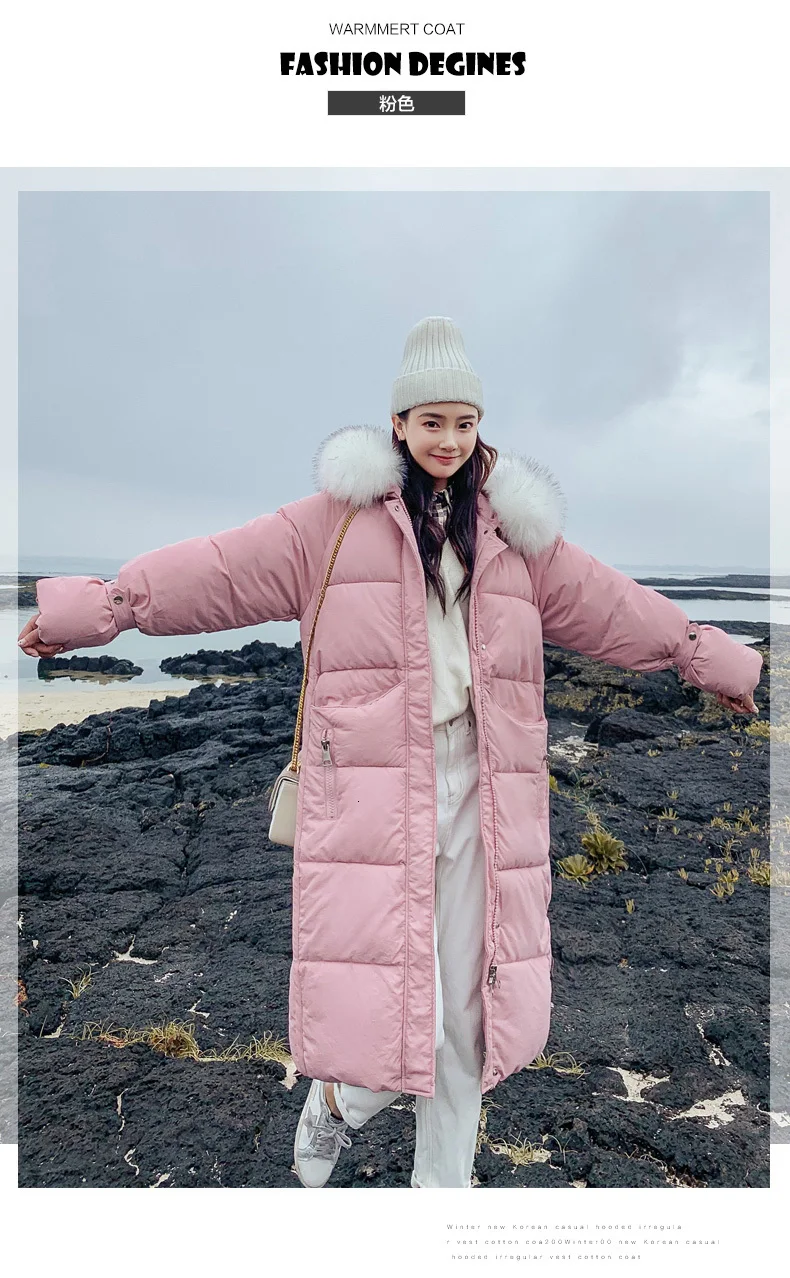 Шикарная длинная шуба с капюшоном Winter Down Coat хлопковая куртка