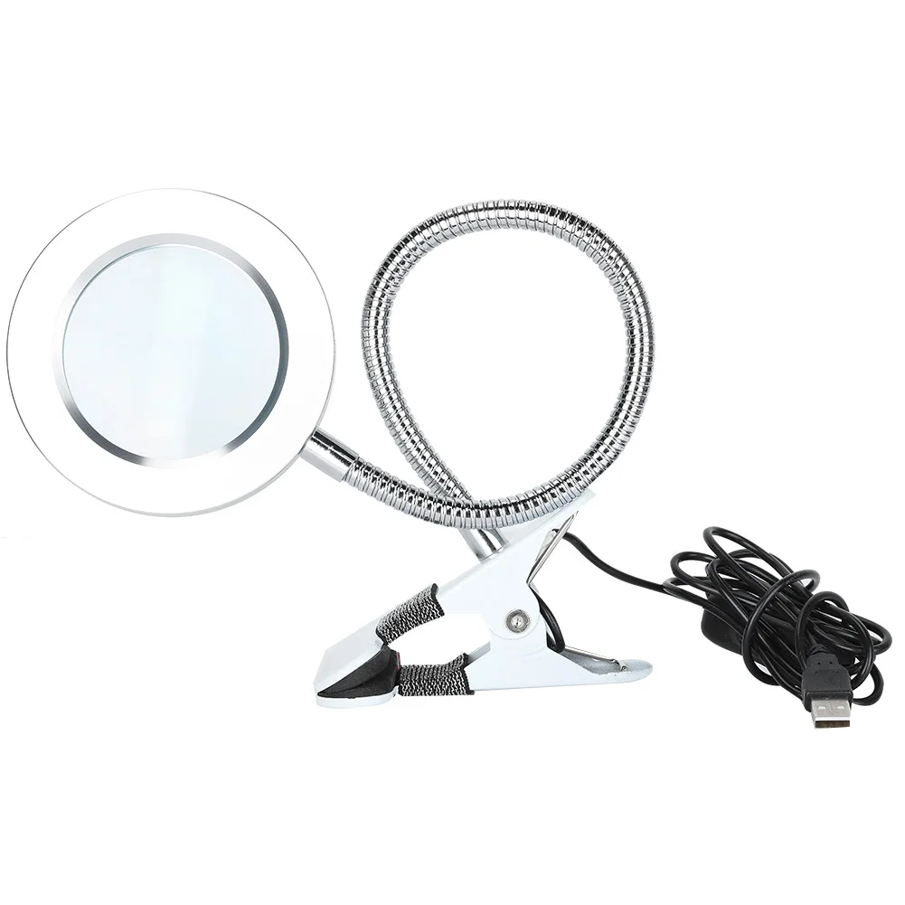 

7W USB Rechargeable LED White Light Magnifier 8X Magnifying Lamp For Tattoo Beauty Reading USB Charging 8 Times Magnification