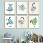 Постеры и принты для детской комнаты, милый мультяшный Кот, цветок, созвездие, скандинавские картины, настенная живопись, настенные картины, декор детской комнаты