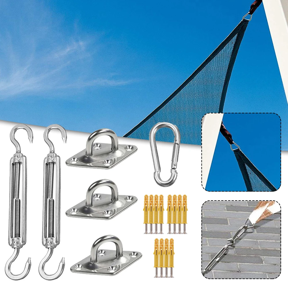 

18/24PCS Sun Shade Sail Hardware Kit 304 Stainless Steel Shade Sail Installation Kit for Triangle Rectangular Canopy Cover