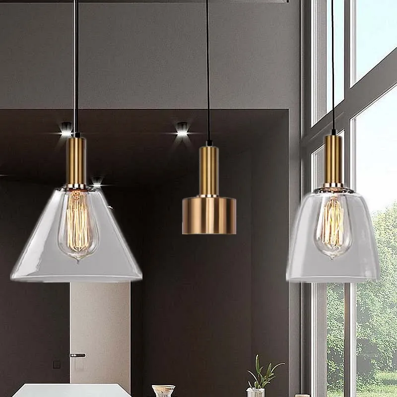 Европейский Золотой светодиодный подвесной светильник винтажная стеклянная