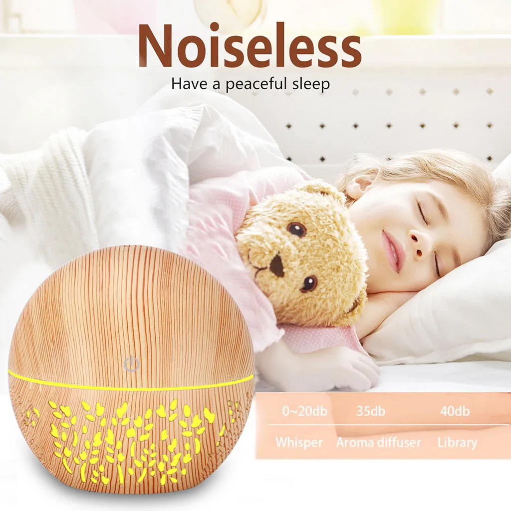 Essential Oil Diffuser Ultrasonic Air Humidifier With Wood Grain Color Changing LED Light Electric Aroma Reed Diffusers | Дом и сад