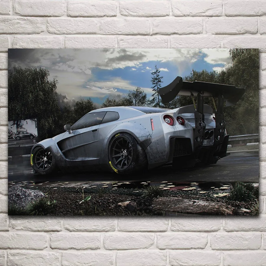 

gtr supercar figure r35 sport car fantasy artwork fabric posters on the wall picture home art living room decoration KM546