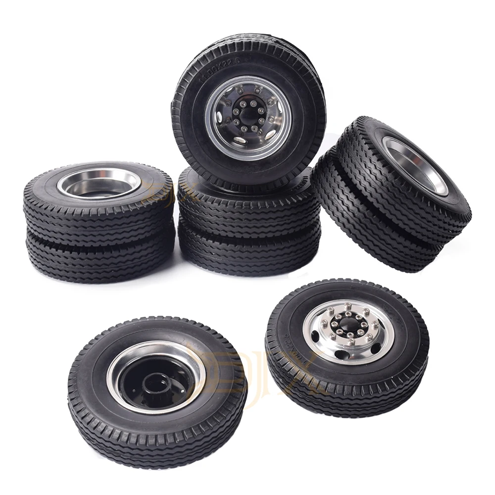 2PCS Front 4PCS Rear DJX передние и задние резиновые низкий погрузчик колеса с алюминиевыми ободами для Tamiya 1/14 RC трактор прицеп грузовик шины Замена - Цвет: 2PCS Front 4PCS Rear