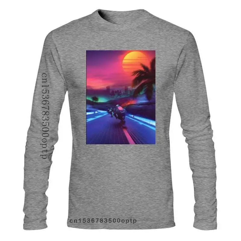 

New Synthwave Midnight Outrun White T-Shirt Custom Graphic Tees Tee Shirt