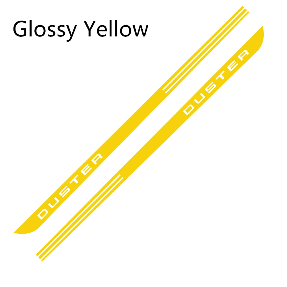 Glossy Yellow 2 шт. для Dacia Renault Duster, автомобильная Боковая дверь, наклейка в полоску, авто стиль, наклейка, виниловая пленка, автомобильный тюнинг, аксессуары - Название цвета: Glossy Yellow