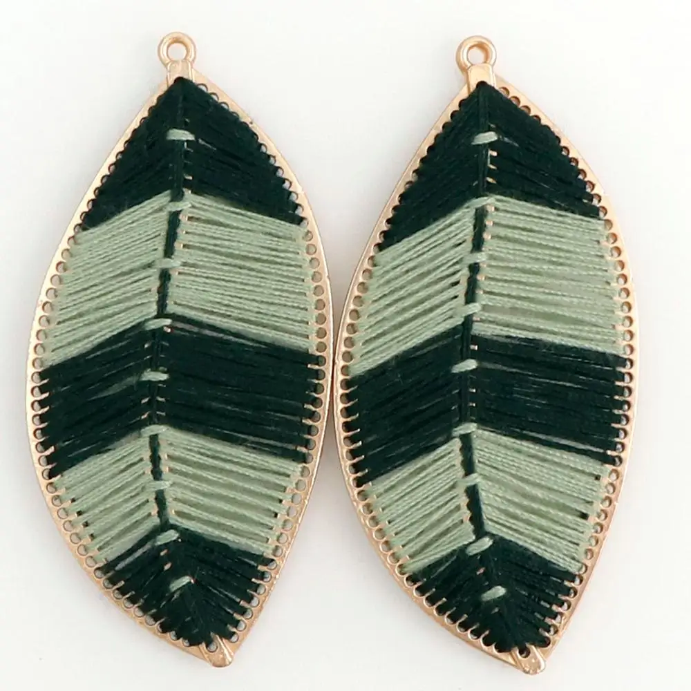 2 шт. богемные красочные ручной обмотки Бахрома Кисточкой лист вентилятор кольцо