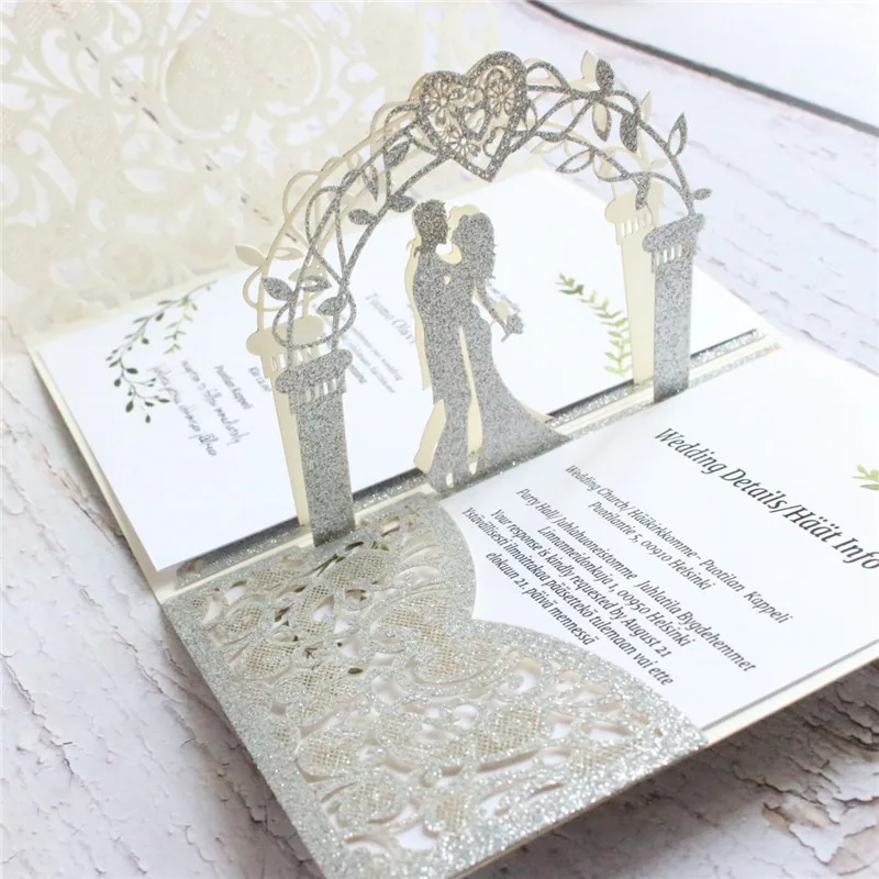 Блестящие золотые стерео приглашения сельские свадебные открытки для душа