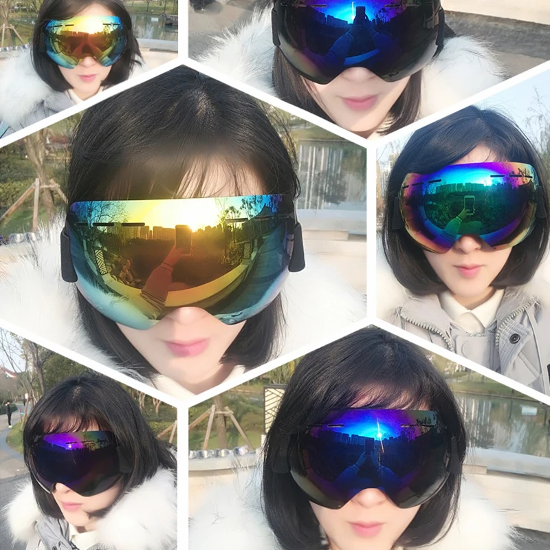 

Ski Goggles UV400 Anti-fog Big Ski Mask Glasses Skiing Men Women Snow Snowboard Large Spherical Eyewear Snow Blindness Sports